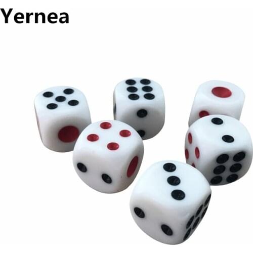 10Pcs/Lot High-quality 16mm Drinking Dice Red And Black Dots Rounded Corner White Dice Nightclub Bars KTV Dedicated Board Game