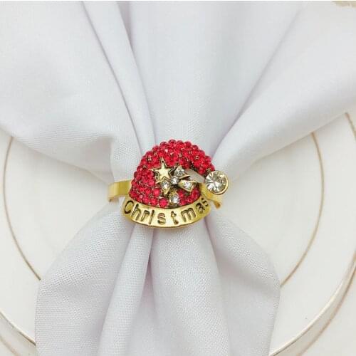 10pcs Retro Santa hat diamond napkin buckle napkin ring towel buckle cloth ring