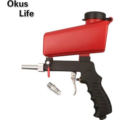 2019 Newest Portable Hand Held Pneumatic Sand Blasting Gun Sandblasting Upper Pot with Flow Adjustment Switch and 1/4" Air Inlet