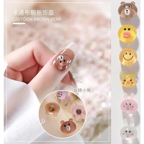 3D Cartoon Cute Bear Nail Art Rhinestone Accessories Crystal Gems Manicure Candy Color Bear Nail Art Decorations