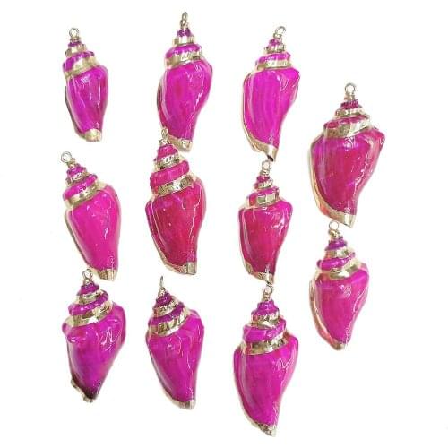 5pcs Natural Conch Shell Colorful Charms Women Jewelry Making 21*44mm Gilt Edge Small Pendant DIY Necklace Choker Accessories