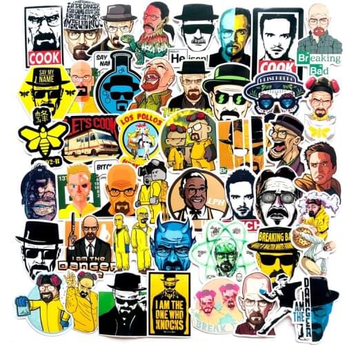 50pcs Breaking Bad Breaking Bad Classic American Drama Stickers For Laptop Car Luggage Motorcycle PVC Waterproof Decal Sticker