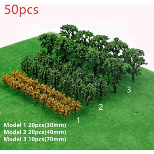 50pcs Miniature Trees Model Train Railroad Wargame Scenery Landscape Scale DIY