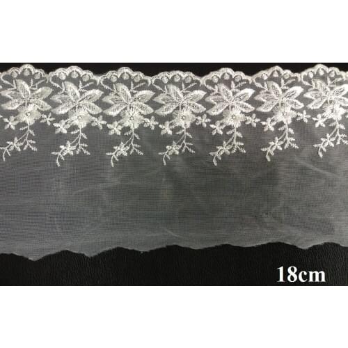 FREE SHIPPING 18cm high quality exquisite net embroidery lace,ivory lace trimming,soft net and luxurious embroidery,XERY13826