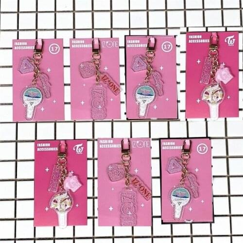Kpop Izone Twice Seventeen 17 Keychain Acrylic Holder Name Rope Phone Strap Keyring Keychain New Keychain Accessories Wholesale