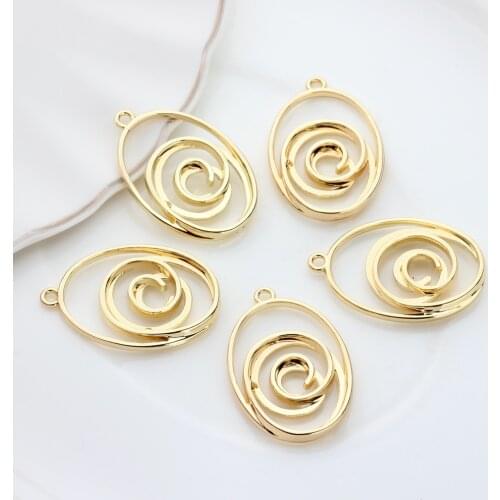 Zinc Alloy Golden Spiral Oval Shape Charms 36mm 6pcs/lot For DIY Fashion Earrings Making Accessories