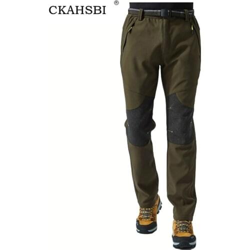 CKAHSBI Men Winter Fleece Waterproof Outdoor Pants Soft Shell Trousers Camp Fish Trekking Climb Hiking Sport Travel Training