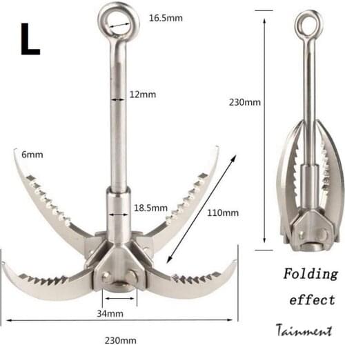 Climbing Hook Safety Multifunction Stainless Steel Gravity Hook Foldable Grappling Claw Outdoor Climbing Accessory Small/Large