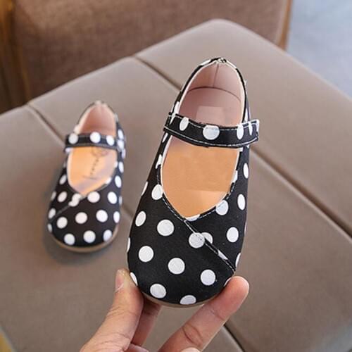 Lovirs Girls Polka Dot Casual Slip On Bowtie Shallow Ankle Strap Flats Ballet Flat Toddler Shoes