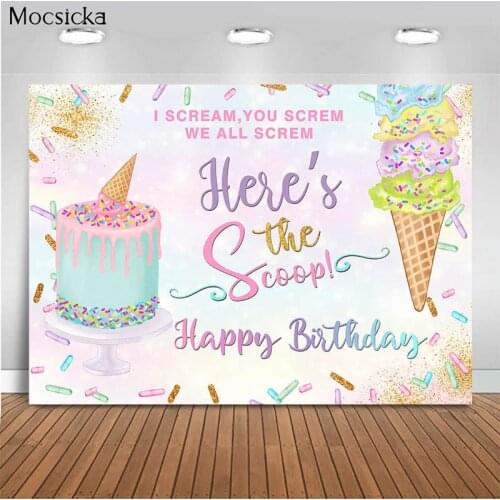 Mocsicka Birthday Party Background Cake Ice Cream Decoration Style Baby Shower Photo Background Photography Studio
