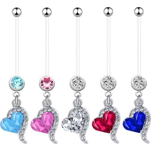 1PC Fashion Pregnancy Women Belly Rings Heart Pregnant Belly Button Rings Maternity Body Piercing Jewelry Barbell Accessories