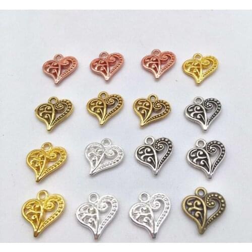 Fashion 37 pcs zinc alloy cute tiny love heart charms 7 color fit DIY handmade necklace earring bracelet charms Jewelry Making