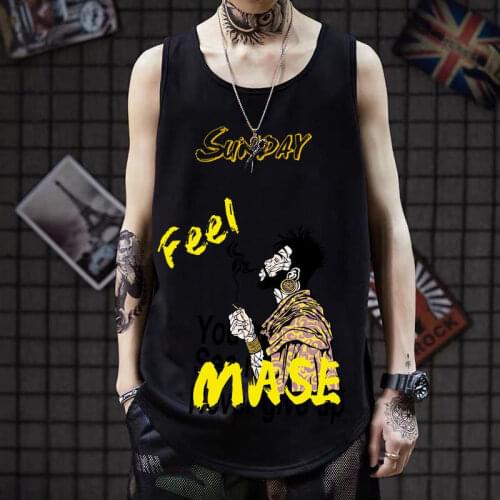 2021 summer Vest tank men anime Cartoon printing Sport boys Korean Causal loose trend sports o-neck sleeveless Tops thin clothes