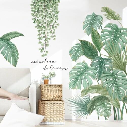 Nordic style Tropical Leaves Wall Stickers for Living room Bedroom Eco-friendly Vinyl Wall Decals Art Murals Poster Home Decor
