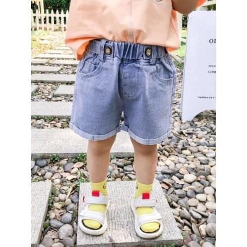 New Children Shorts Boys Shorts Casual Fashion Solid Color Cotton Denim Fabric Clothing For 2-6 Years size: 90-130
