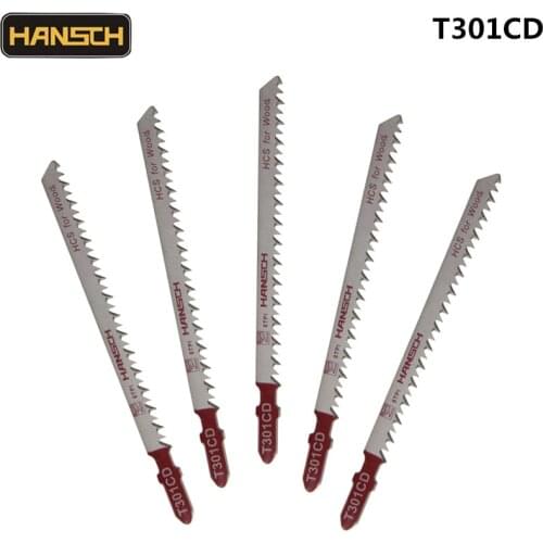 HANSCH 5pcs Jig Saw Blades 116*3 T301CD Wood Fast Cut HCS For Bosch Metabo Dewalt Makita AEG Festo Holzher,Kress Cutting Tool