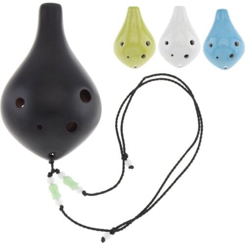 Ocarina 6 Holes Alto ToneC Ocarina Ceramic Black Pottery Ice Crack Flute Instrument with Hang Rope 4 Colours Optional Ocarina