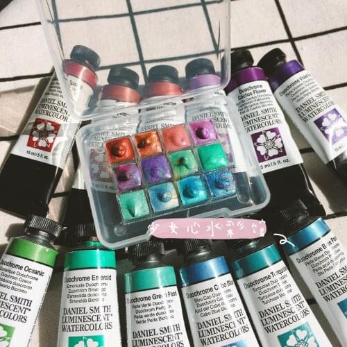 Original DANIEL SMITH Pearlescent Color Pigment,12 Colors Watercolor Paint,Colorful and Bright,Washable,Adult and Children