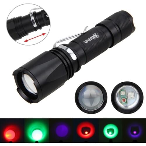 Adjustable GREEN/RED/UV Purple Light 3X XPE LED Zoomable Light Torch Hunting Lamp