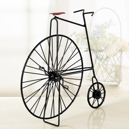 Retro Wrought Iron Bicycle Bike Sculpture Model Art Ornaments Figurines Vintage Handcrafted Home Office Decoration