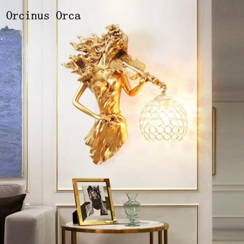 European style luxury Viola gold wall lamp living room background wall bedroom Bedside Lamp Retro beauty crystal wall lamp