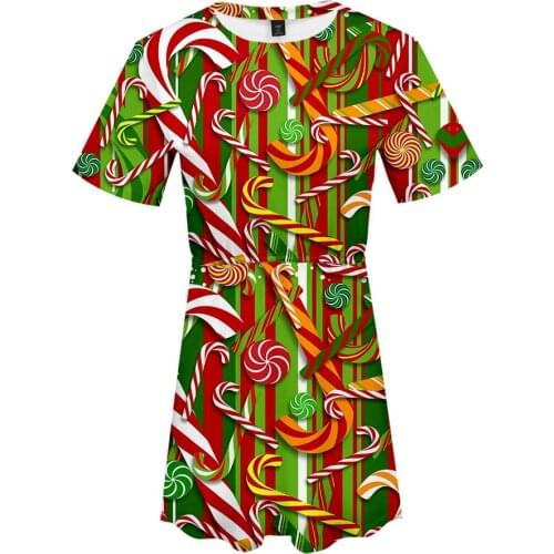 Christmas 3D Printed Women Dress Fashion Summer Short Sleeve Dresses 2019 New Arrival Hot Sale Casual Streetshirt Clothes