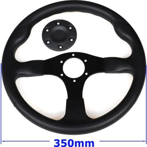 350mm Steering Wheel Black 6 Hole Fit For China 150cc 250cc 300cc Go Golf Karting Buggy Club Car Boat UTV Bike Parts