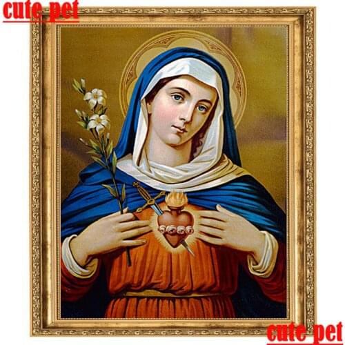 Sacred HeartDIY Diamond Painting Mosaic Sacred holy statue wallpaper Full SquareRound Diamond Painting 5D Embroidery Home Decor