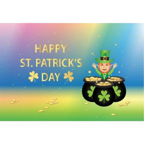 Happy Saint Patricks Day Golden Backdrop Green Colver Photography Background Celebration Photo Booth Studio Decor