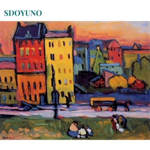 SDOYUNO DIY Oil Painting By Numbers Kits 60x75cm Street Scenery Coloring By Numbers On Canvas Frame Digital Painting Home Decor