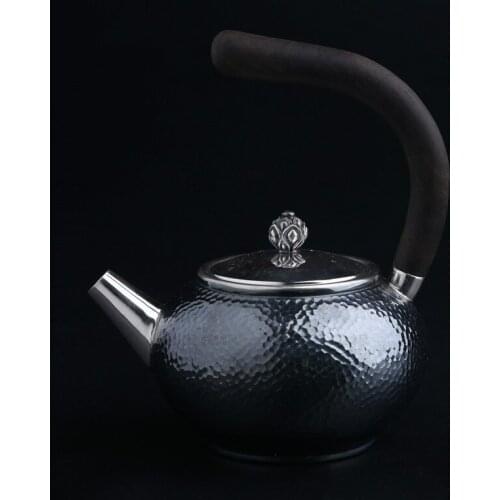 Silver pot, sterling silver 999 teapot, handmade, Japanese teapot, side handle pot, sterling silver pot, smoke pot