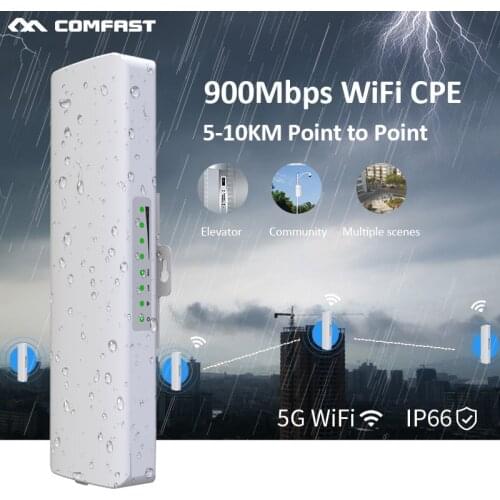 Stock COMFAST Long Range 5KM Outdoor Wireless AP Router Wi-fi Bridge 900Mbps 5Ghz WIFI CPE 12dBi WI-FI Antenna Nanostation Route
