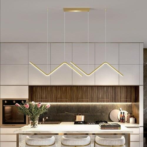 Led Line Pendant Light Kitchen Hanging Lighting Dining Table Pendant Chandelier Nordic Pendant Lamp Home Lighting Fixture