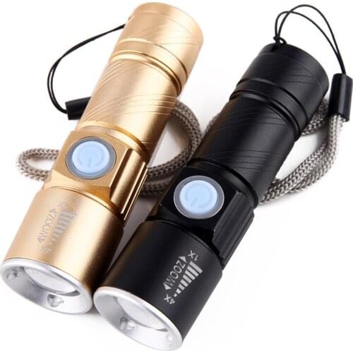 C5 Mini USB LED Flashlight Torch Outdoor Camping Light Rechargeable Waterproof Zoomable Lamp Bicycle 3 Mode Handy Flash Light