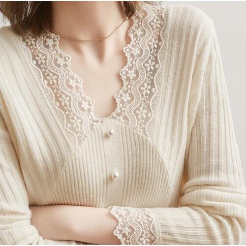 Women Sweater Pullover V-neck Jacket Bottoming Sweaters Long-Sleeved Womens Clothing 2021 Spring New Temperament