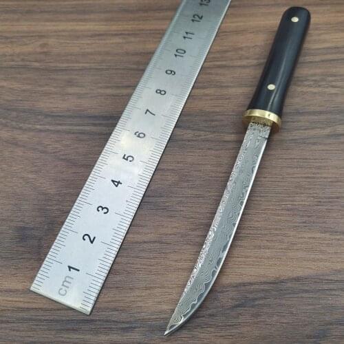 Fixed Blade Damascus Steel SAMURAI Tactical Knives Outdoor Survival Hunting Straight Knife Combat Katana Camping Tool