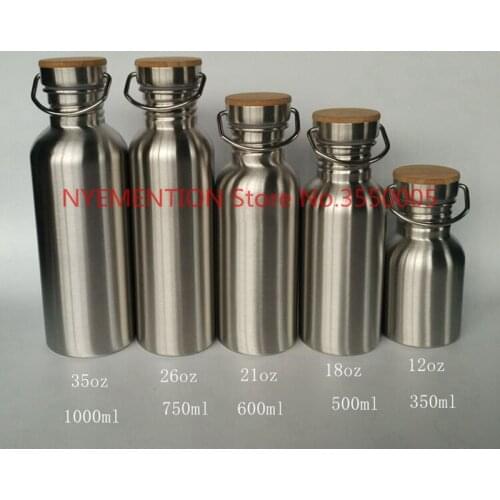 Stainless Steel Thermos Double Wall Vacuum Insulated Water Bottles Flask Mug Cup Tumbler with Bamboo Cap BPA