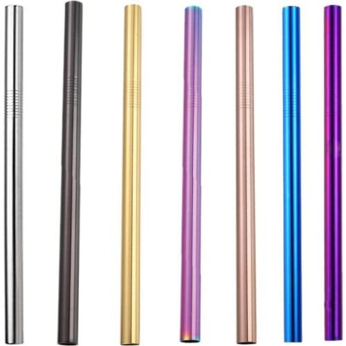 Extra Wide 12mm Drinking Straw 304 Stainless Steel 8.5" Drinking Straws Straight Reusable Drinking Straws LX2213