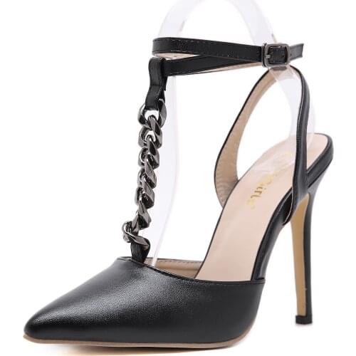 12CM PUMPS high-heeled shoes female pointed stiletto sexy nightclub word with rivets wild sandals female