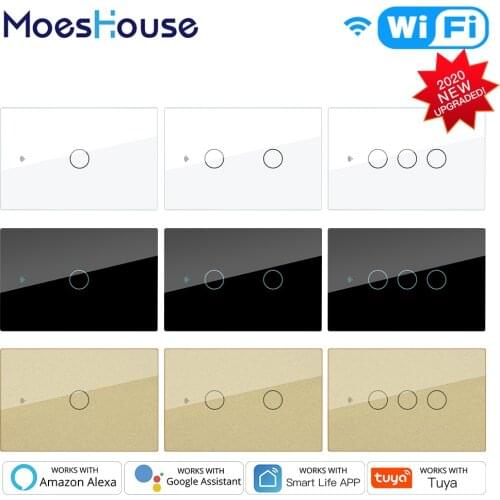 Smart Glass Panel Switch Smart Life/Tuya App Multi-Control Association, Voice Control with Alexa,Google Home,1/2/3 Gang