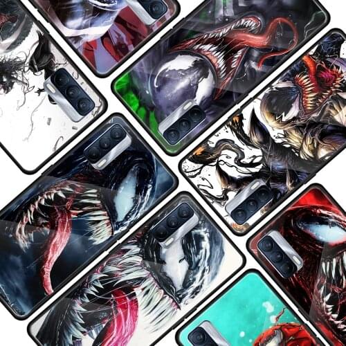 Venom Marvel cool for OPPO Realme 7i 7 6 5 Pro C3 XT A9 2020 A52 Find X2Lite Luxury Tempered Glass Phone Case Cover