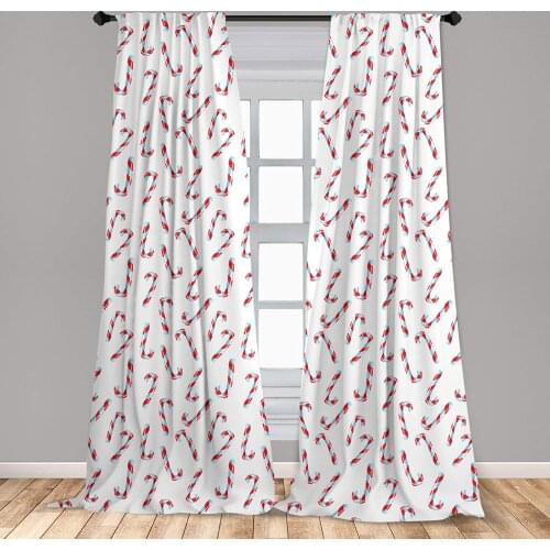 Candy Cane Curtain Aquarelle Style Sweets Traditional Christmas Festivity Winter Celebrations Window Treatment Living Room