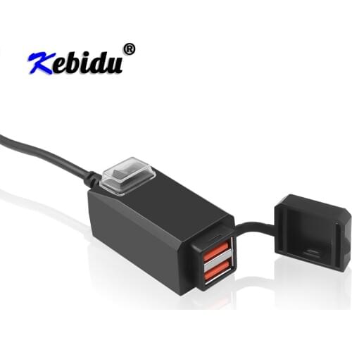 Kebidu Dual USB Port Motorcycle Charger 5V 1A/2.1A Adapter Power Supply Socket Phone Charger For Motorbike Handlebar Waterproof