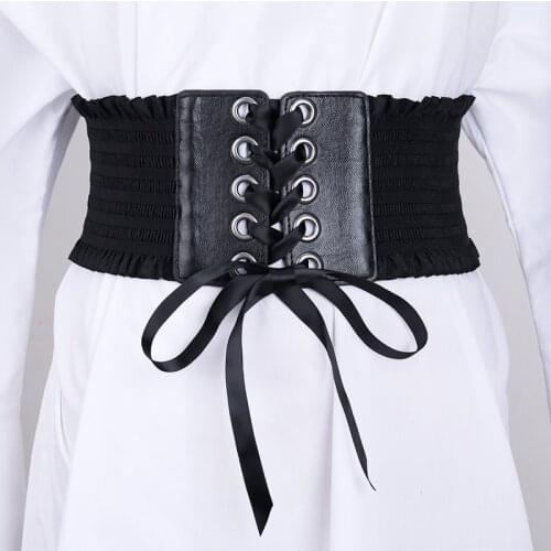 Womens Belt with Lace beige Waistband Elastic Decorate Beauty Wide Cummerbunds party Corset Slim Fashion Trend Skirt waist seal