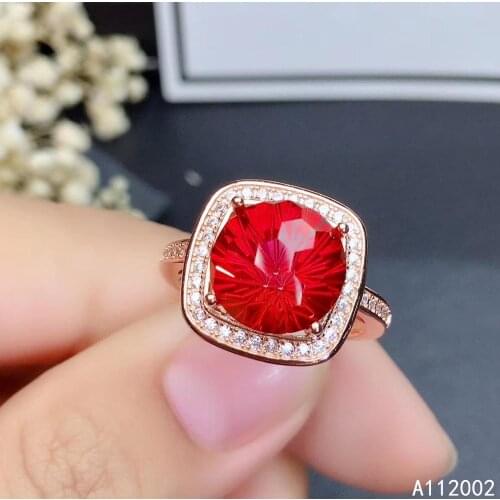 KJJEAXCMY fine jewelry natural red topaz 925 sterling silver new women ring support test lovely