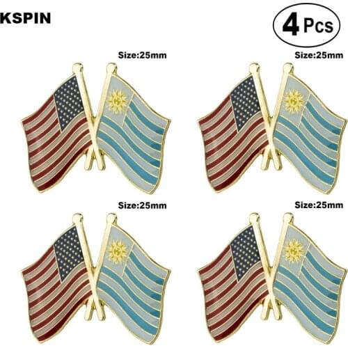 U.S.A.& Uruguay Friendship Flag Pin Lapel Pin Badge Brooch Icons 4pcs