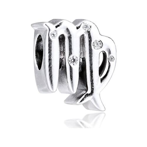 2019 Winter Sparkling Virgo Zodiac Charm 925 Sterling Silver Charms Fit Beads Bracelets Necklace DIY Christmas Gift Fine Jewelry