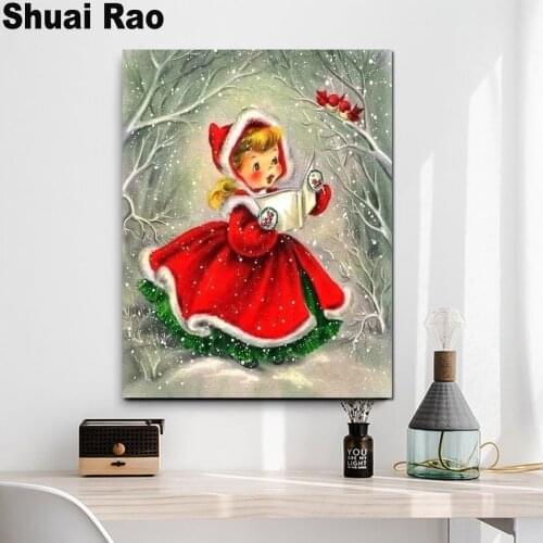 2020 Christmas greetings gift diamond embroidery red girl diamond painting cross stitch mosaic snow elf rhinestones painting