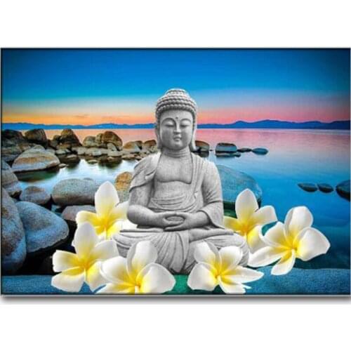 5D DIY full square/round diamond diamond painting buddha flower mosaic diamond embroidery religious gifts for home decoration