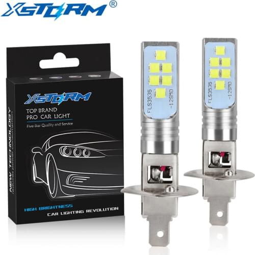 2Pcs H1 H3 Led Lamp Car Fog lights 3535SMD 1400LM Day Driving Light Auto H3 H1 Led Bulbs 6000K White 12V 24V Automotivo